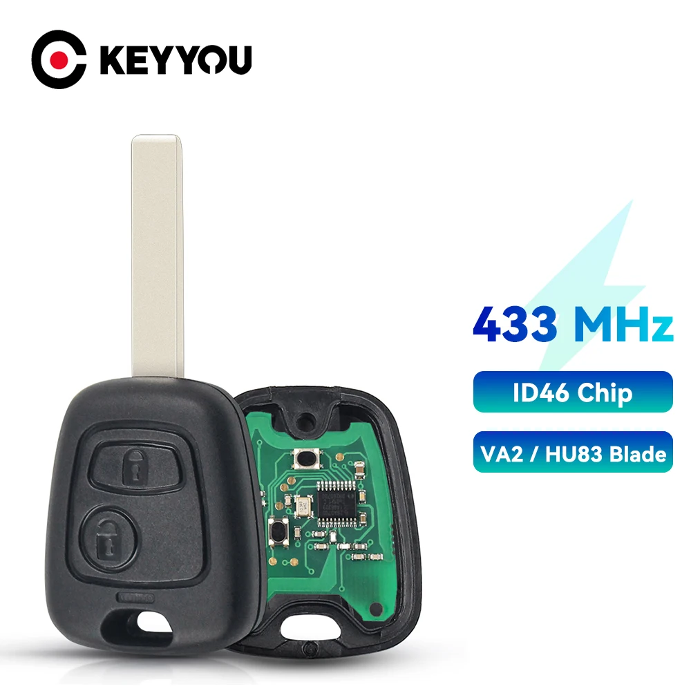 

KEYYOU 2 кнопки для Toyota AYGO Citroen C1 C2 C3 для Peugeot 307 107 207 407 удаленный автомобильный ключ HU83/VA2 лезвие без ключа PCF7961 чип