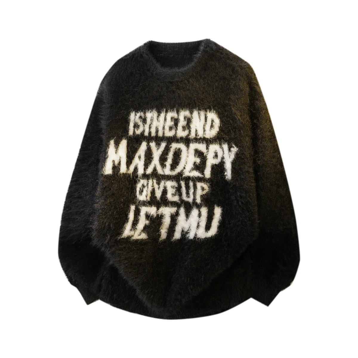 

Trendy Lazy Street Sle Loose Knitted Sweater Faux Fur Letters ex Autumn Winter High Street Couple American Sle