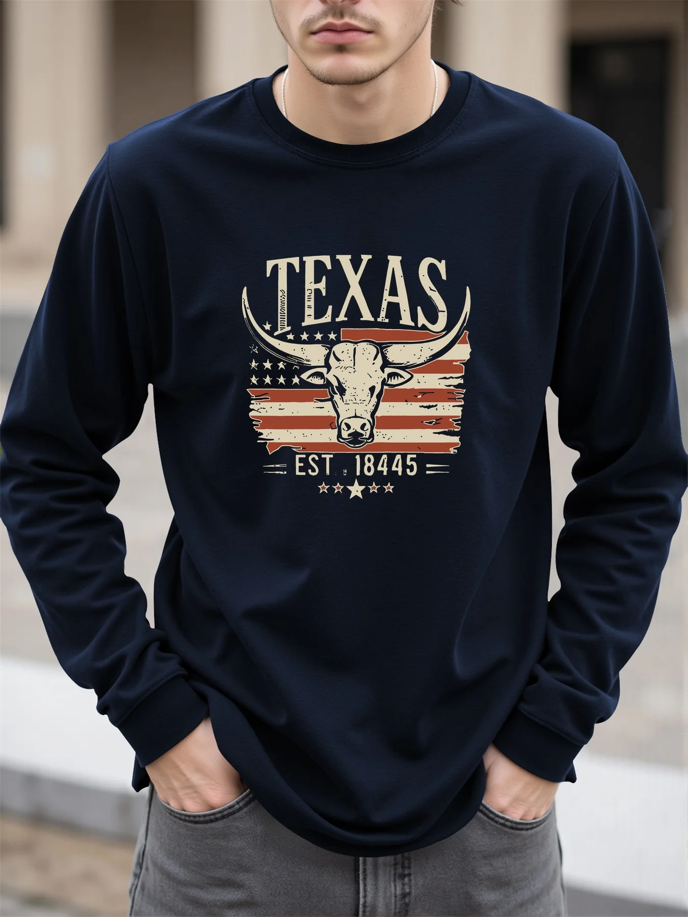 Men Spring Autumn New Long Sleeve T Shirt Thick Cotton Fashion Print Loose Casual Breathable Outdoor Sport Tops