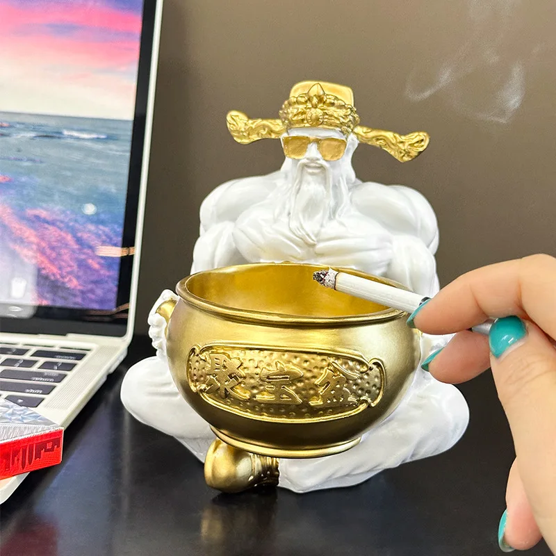 

Creative Muscle God of Wealth Ashtray Ornaments Living Room Home Porch Decoration Office Desktop Fly Ash Ashtray