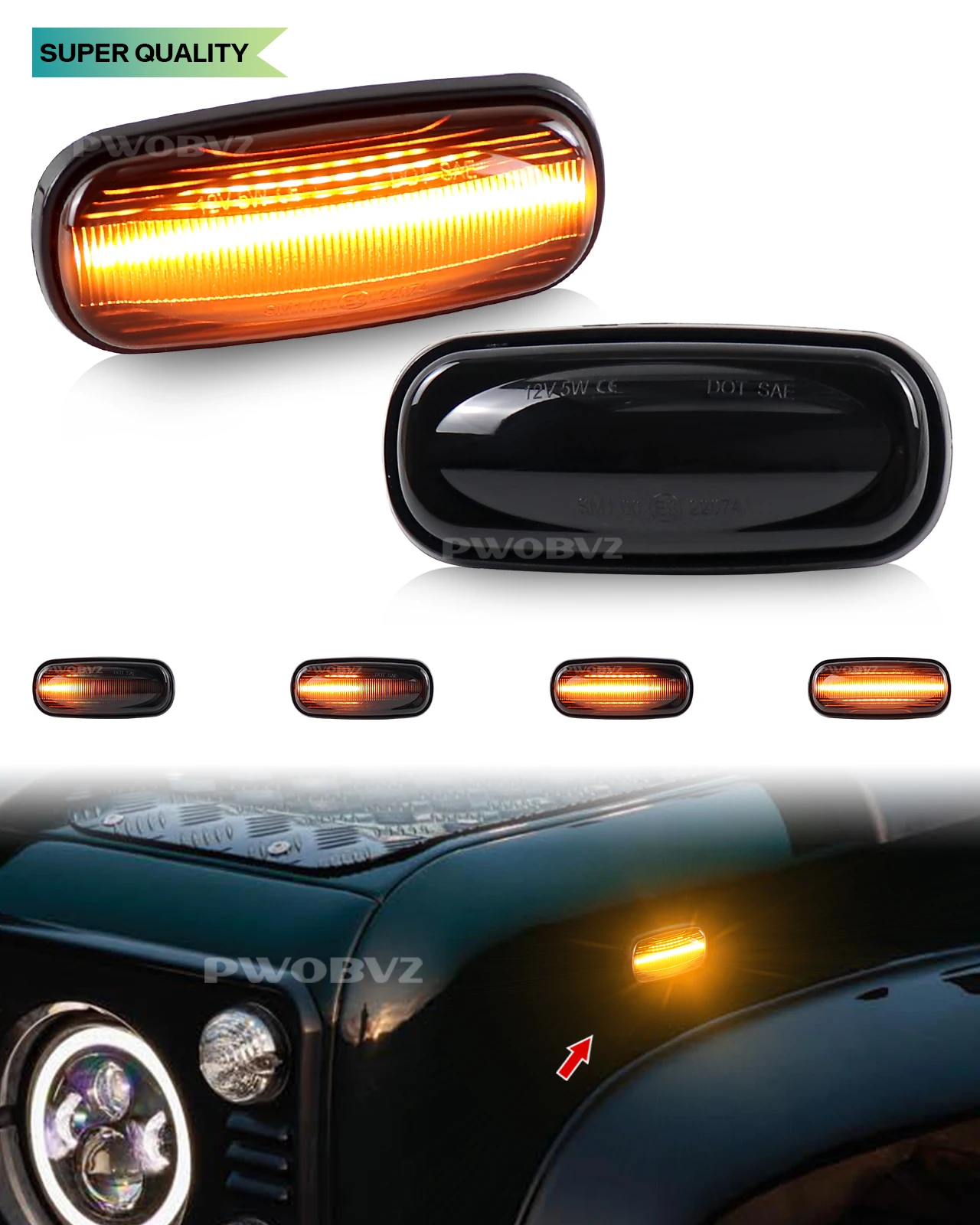 LED Dynamic Side Marker Light Turn Signal Blinker Indicator Lamp For Land Rover Discovery 2 Defender  Freelander 1