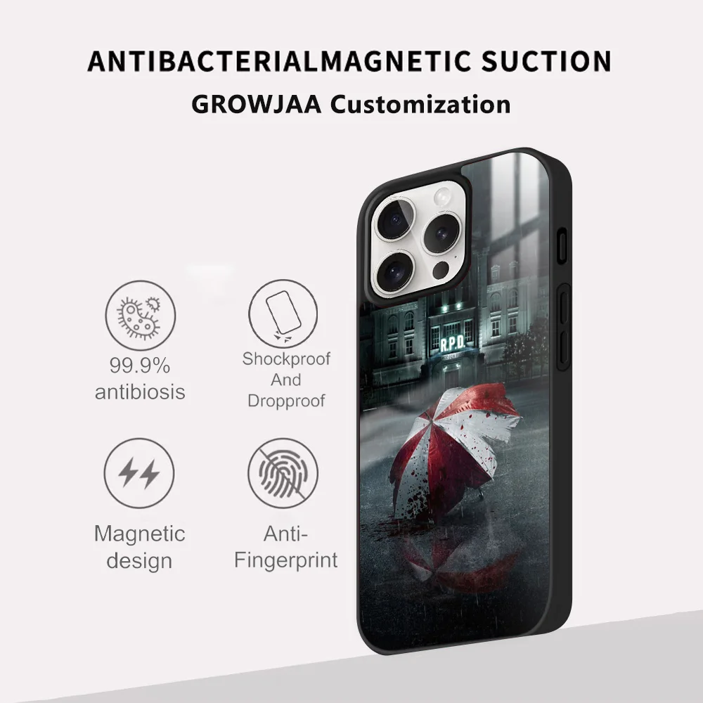 Funda de teléfono R-RESIDENT GAME EVILS, cubierta magnética de espejo para iPhone 15, 14, 13, 12, 11 Pro Max Plus, Mini Funda de carga inalámbrica