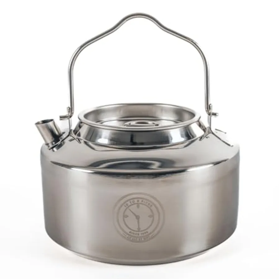 

1.2L Stainless Steel Camping Kettle for Boiling Water on Open Fire 5Cup Outdoor Cooking and Backpacking Tea Coffee Pot Durable
