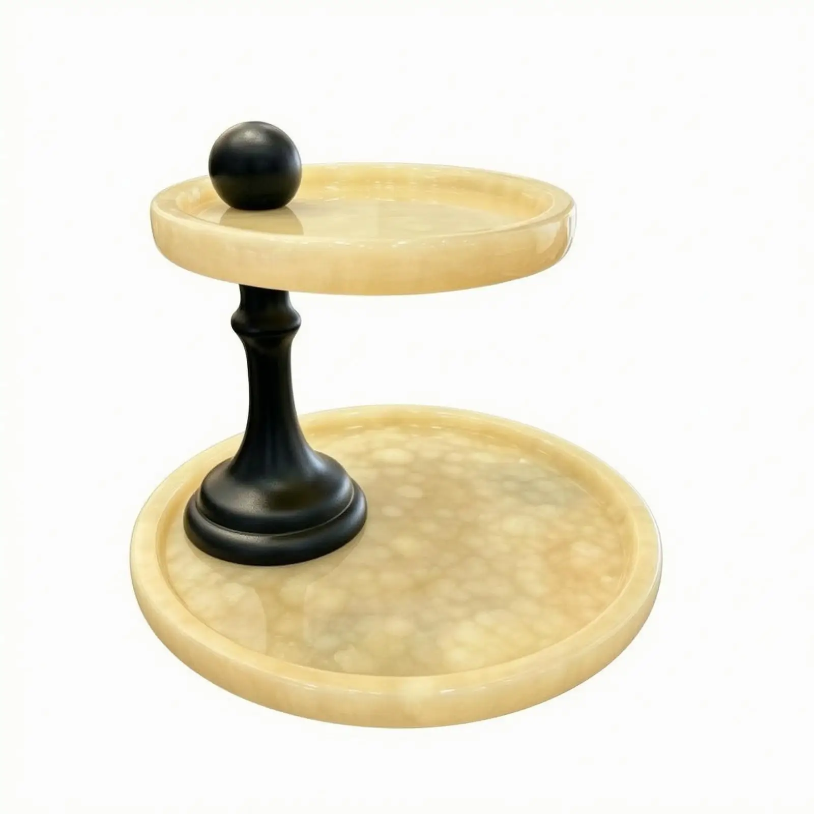 Two Tier Marble Trinket Tray with Raised Edges for Vanity Desk Organizer Jewelry Display Stand for Perfume Accessories