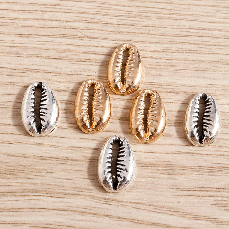 Tusember 50 Stück 9*14mm Legierung Goldfarben Metall Muschel-Anhänger Charms für Strand-Halsketten Ohrringe Handgemachten Schmuck DIY Handwerk – Detail 2