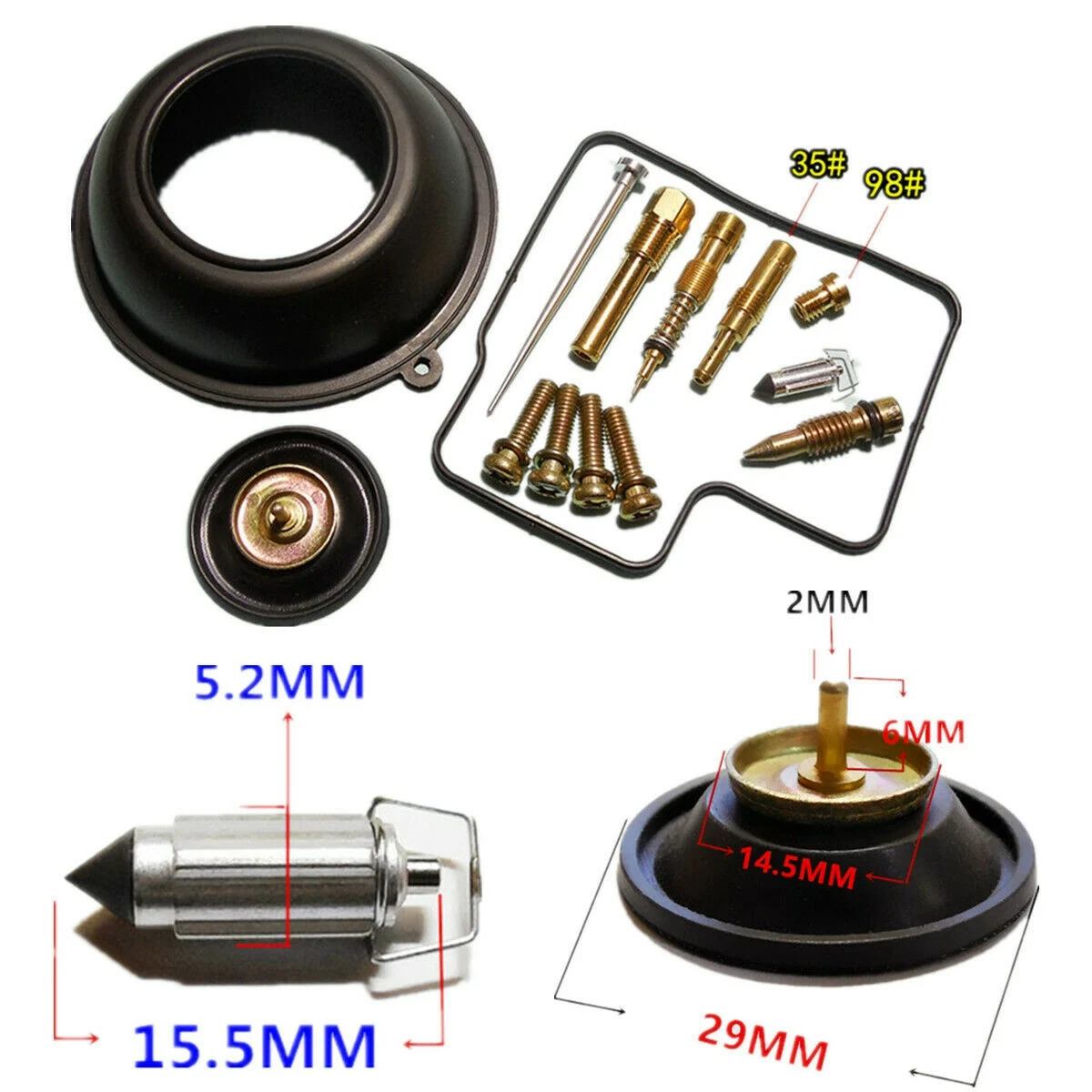 Motorcycle Carburetor Repair Kit Configure Vacuum Diaphragm for Honda BROS 400 VT400V Cylinder