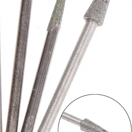 6Pcs 1-4mm Diamond Grinding Head Needle Bits Burrs Engraving Carving Tool 2.35mm
