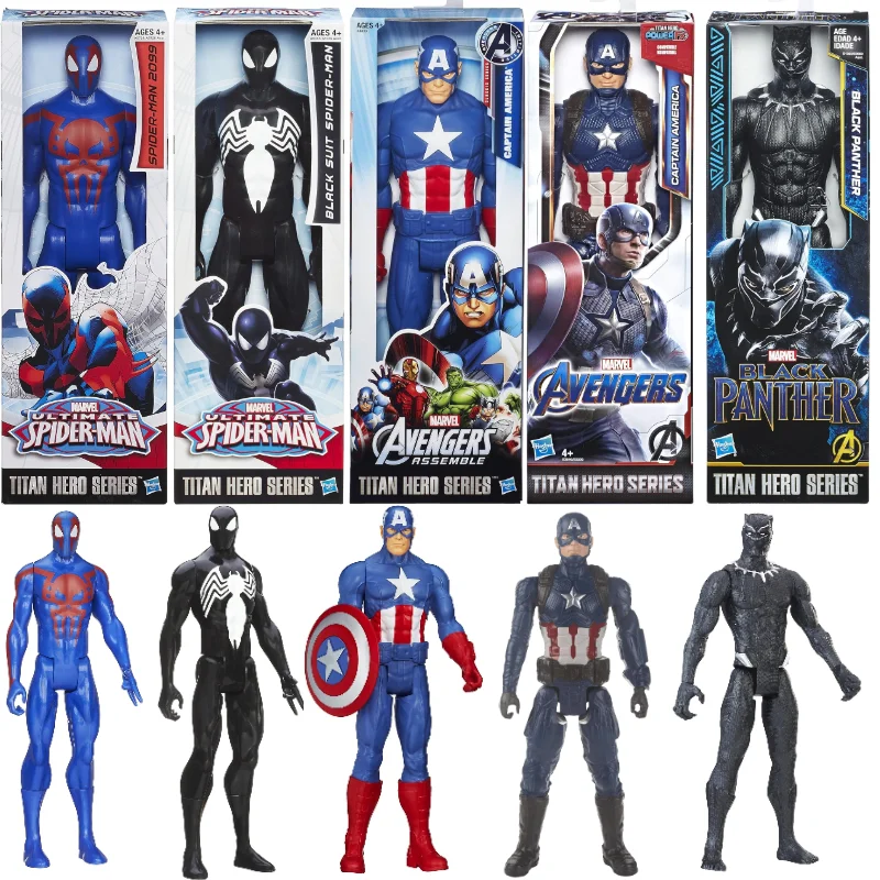 Hasbro Marvel Legends The Avengers Titan Hero Series Spiderman Pantera Negra Capitán América 12 pulgadas figura de acción modelo de juguete