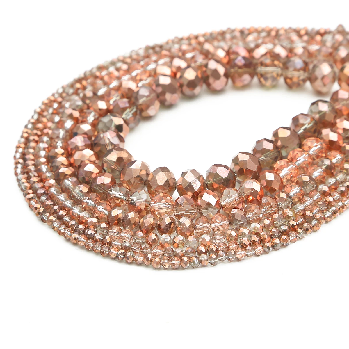 2/3/4/6/8/10mm Roségold facettierte Glasperlen Kristall Rondelle lose Perlen für Schmuckherstellung DIY Armband Halskette Herstellung – Detail 3