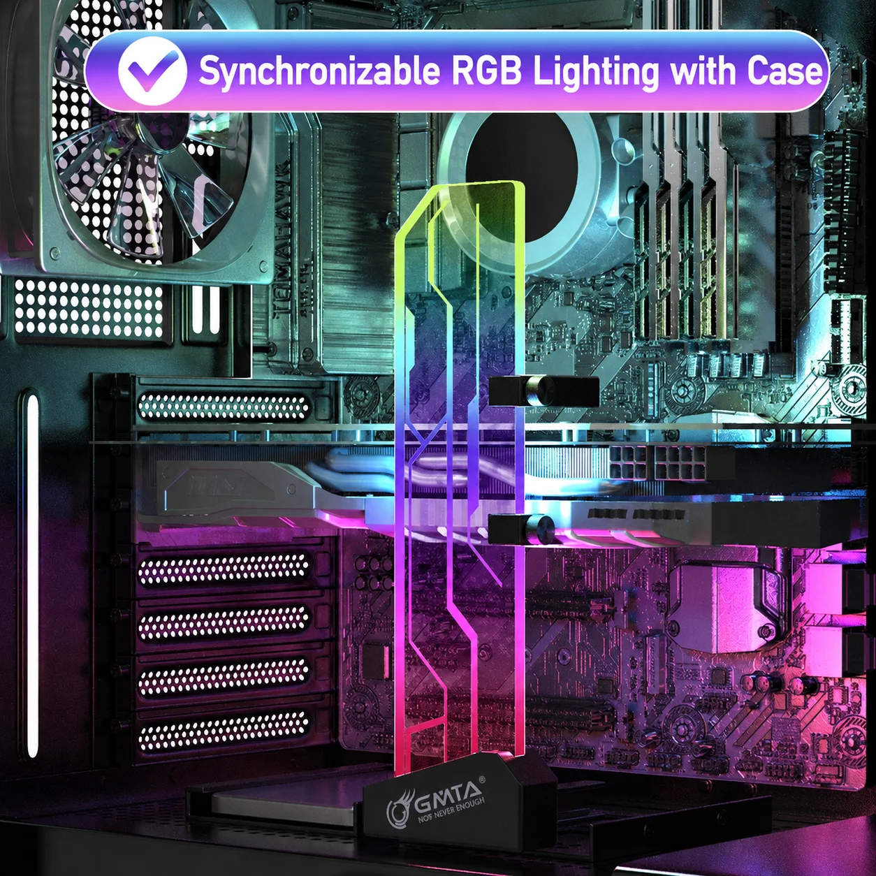 Hardened Glass Graphics Card VGA Stand Holder with 5V 3pin ARGB Lighting for Desktop Customization and Upgrades Video Card