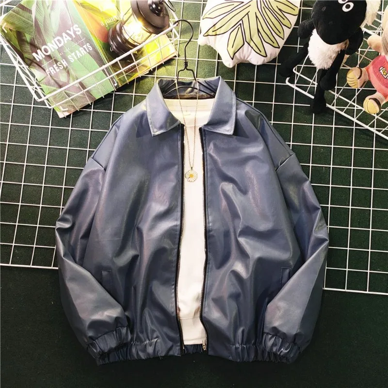 

Oversized XXL PU Leather Biker Jacket Unisex Couple Winter Outfit Loose Fit Collared Motorcycle Coat with Streetwear Aesthetic​