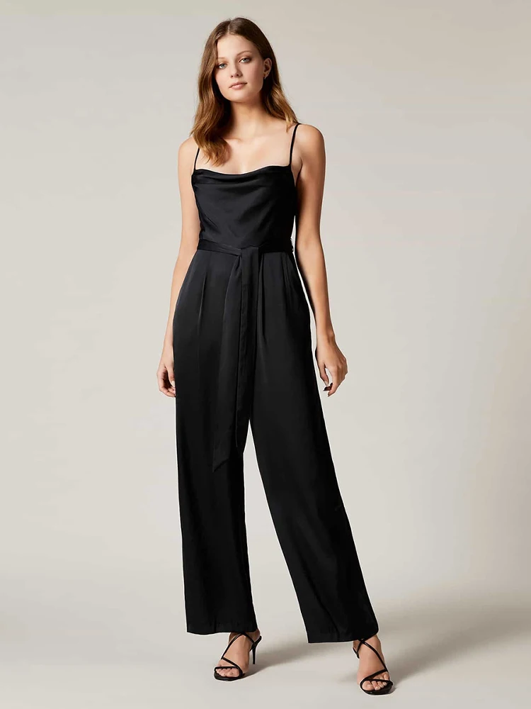 에덴 하이웨이스트 스트레이트 레그 새틴 원피스 팬츠 (통통한 여성용) 엘레 드레이피 와이드 레그 롱 팬츠 출퇴근룩