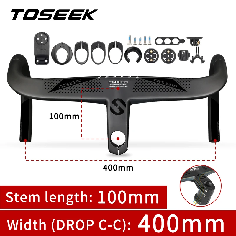 TOSEEK Carbon stuur Road Carbon stuur Drop bar T800 Carbon geïntegreerd stuur Di2 Fietsaccessoires Carbon Drop bar