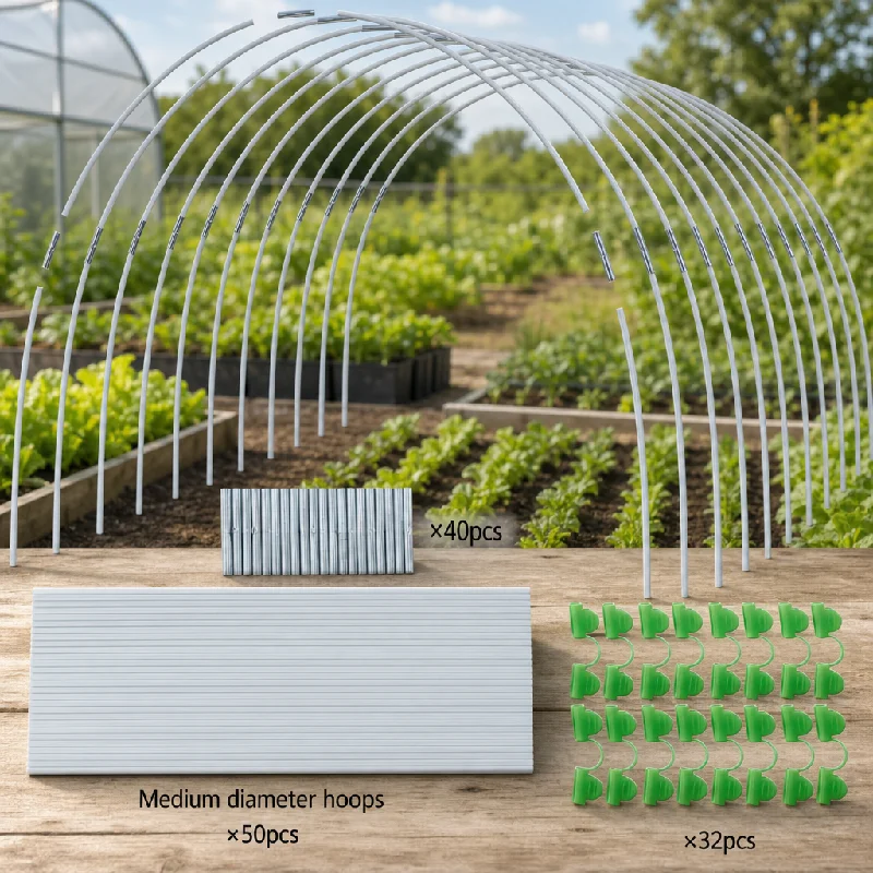 Wider Plant Tunnel Greenhouse Hoops - Rust-proof Fiberglass Garden Poles & DIY Plant Supported Garden Stakes for Farm Crops