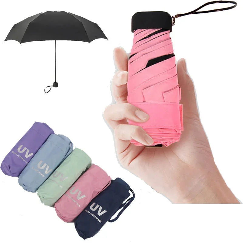 Mini Pocket Folding Umbrella Rain Small Fashion Women Men Parasol Girls Anti-UV Waterproof Windproof Portable Travel Umbrella