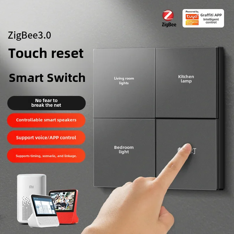 Zigbee Graffiti Switch Tile Hotel Home App Mobile Remote Control Small Degree For Xiaomi Smart Switch Kitchen Bathroom Light