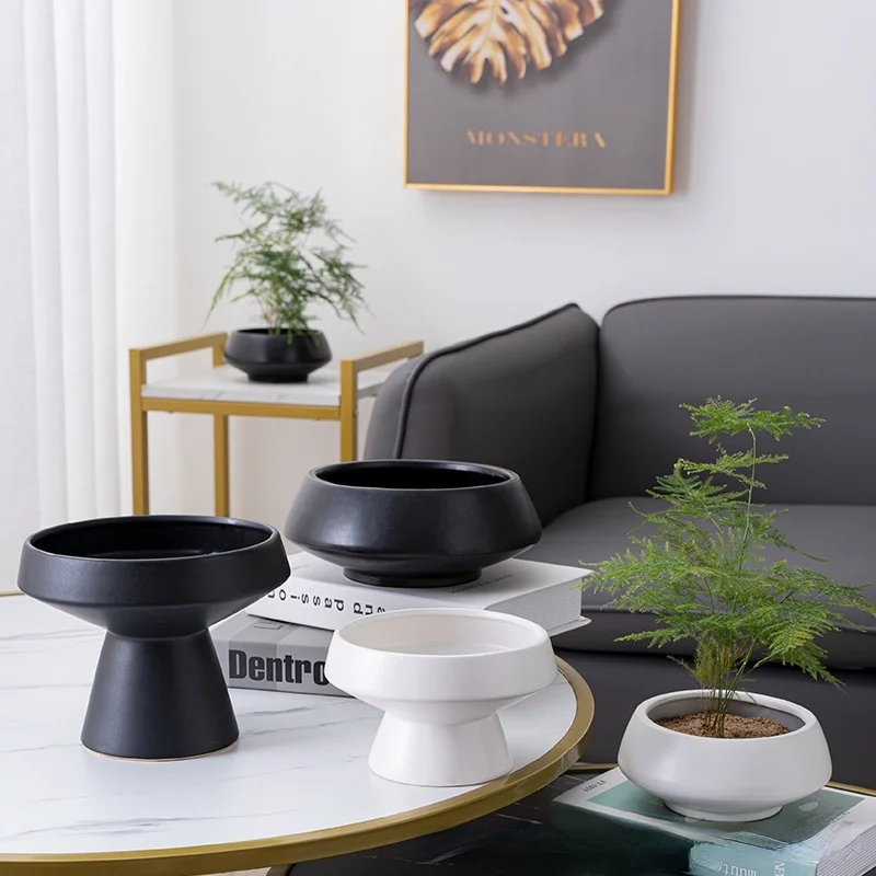 Ceramic Vase White Round Flower Pot Hydroponic Flower Arrangement Accessories Pot Container Home Decoration Flower Vases