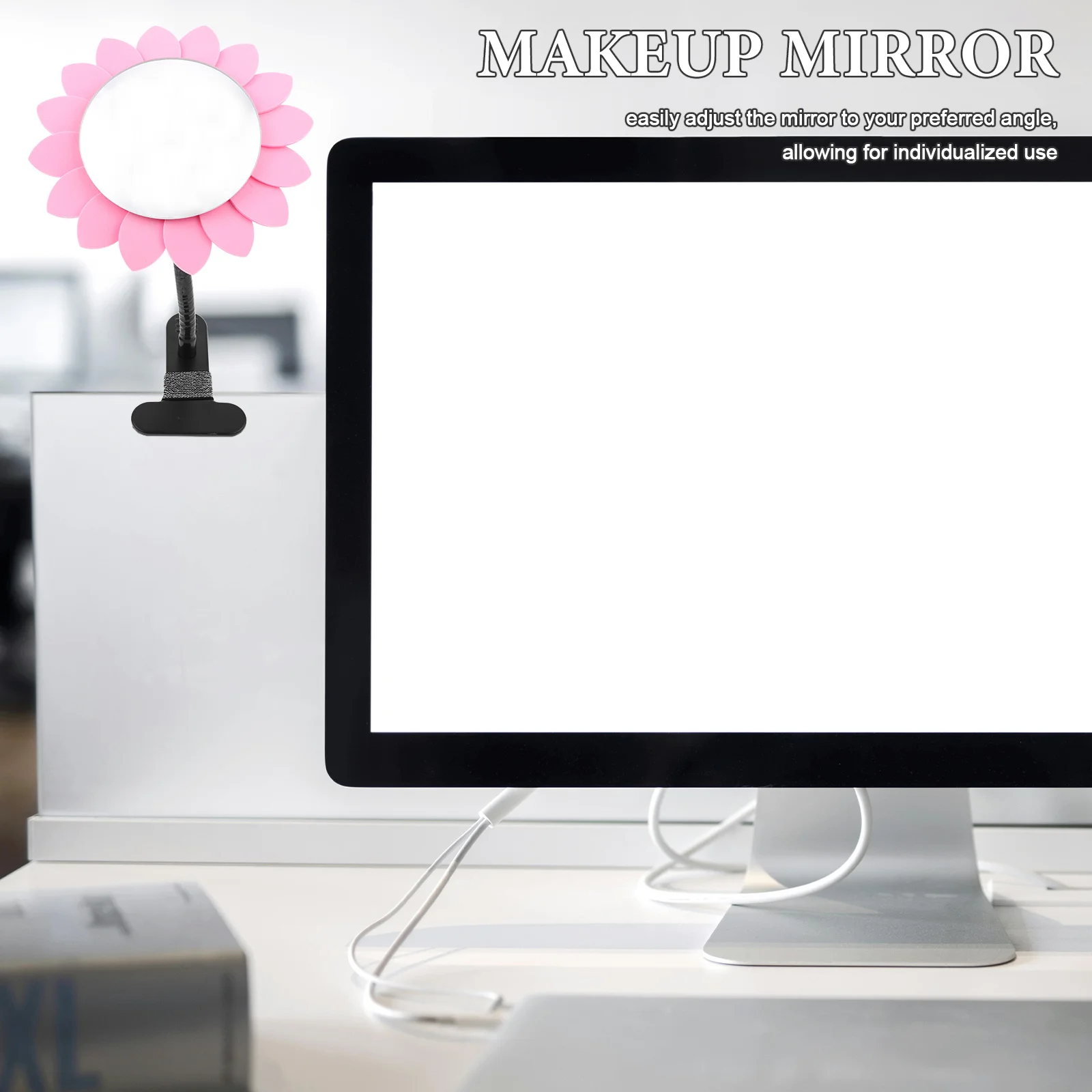 

Desktop Makeup Mirror Single Sided Adjustable Angle Hd Reflection for Workspace Touch-Up Cubicle Mirror Personal Safety Rear