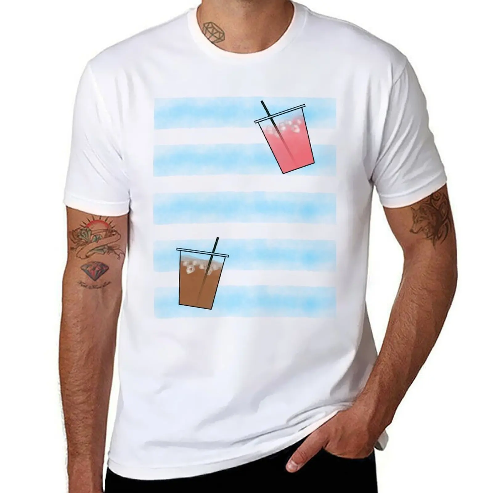 Iced Coffee & Pink Milk T-shirt Aesthetic clothing graphics quick drying tees oversized t shirt men