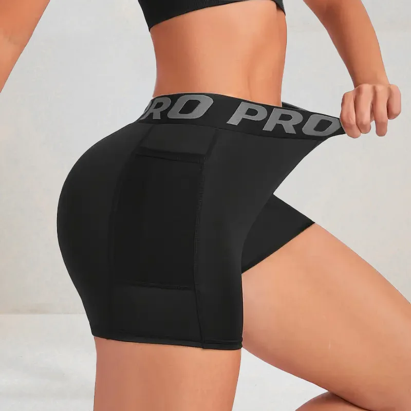 Women leggings High Waist Letter Waistband Solid Color Sports shorts for Breathable Quick Dry Running Gym Tennis Workout Shorts