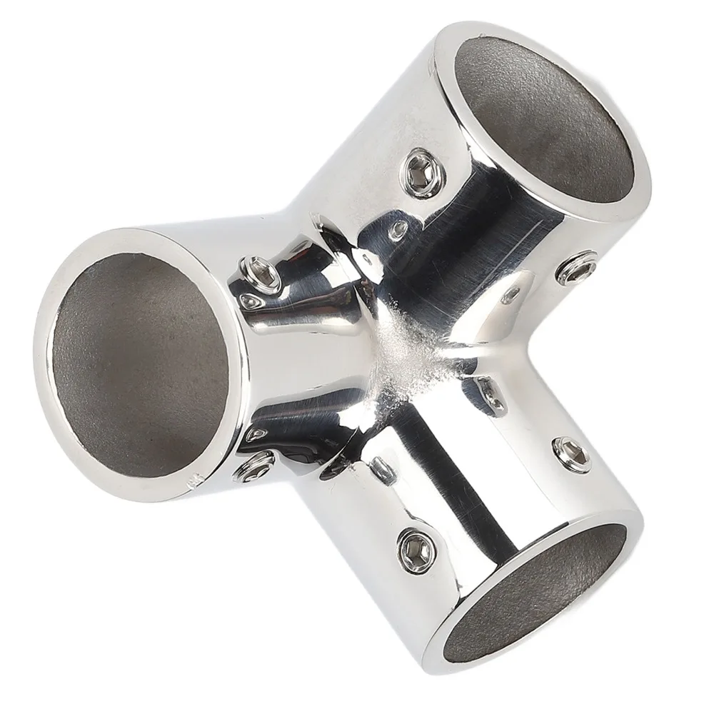 Marine Grade 316 Pipe Connector Stainless Steel 90 Degree Cross Tube Connector Mirror Polished 7/8 Inch Corner Elbow Marine Use