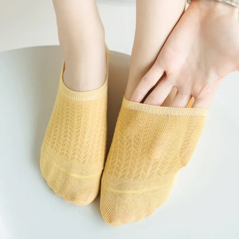 3/5/10 Pairs Summer Silicone Non-slip Chaussette Ankle Low Cut Female Show Breathable Thin Sock Women Invisible Boat Mesh Socks