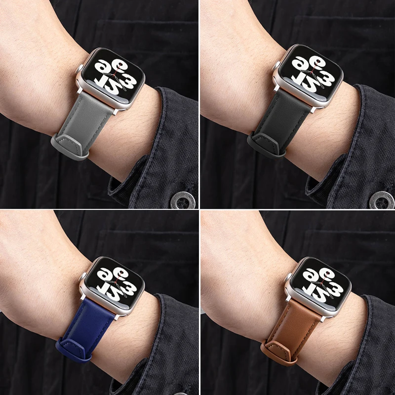 حزام من الجلد ل سوار ساعة يد آبل 44 مللي متر 45 مللي متر 42 مللي متر 49 مللي متر الترا حزام ساعة 38 مللي متر 40 مللي متر حزام سوار iWatch سلسلة الترا 7 8 5 6 4 SE
