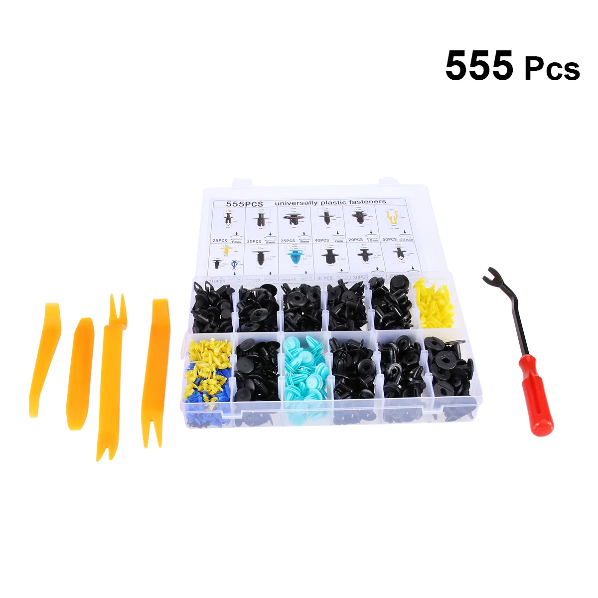

555pcs Automotive Push Clips for Car Body Trim Bumper Retainers Rivets Heavy Duty Black Nylon Panel Fasteners Easy Removal Car