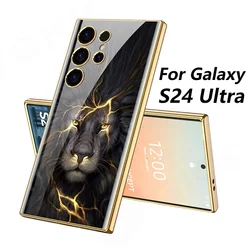 GKK Painted Tempered Glass Case For Samsung Galaxy S24 Ultra Camera Protective Plating Edge Hard Cover For Galaxy S24 Ultra Case