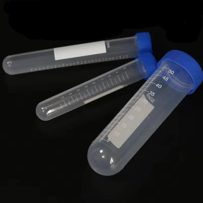 Laboratory Sample Screw Round Bottom Plastic Test Tube Ep Tube with Scale Screw Cap Centrifuge Tube 50ML/15ML/10ML 50Pcs