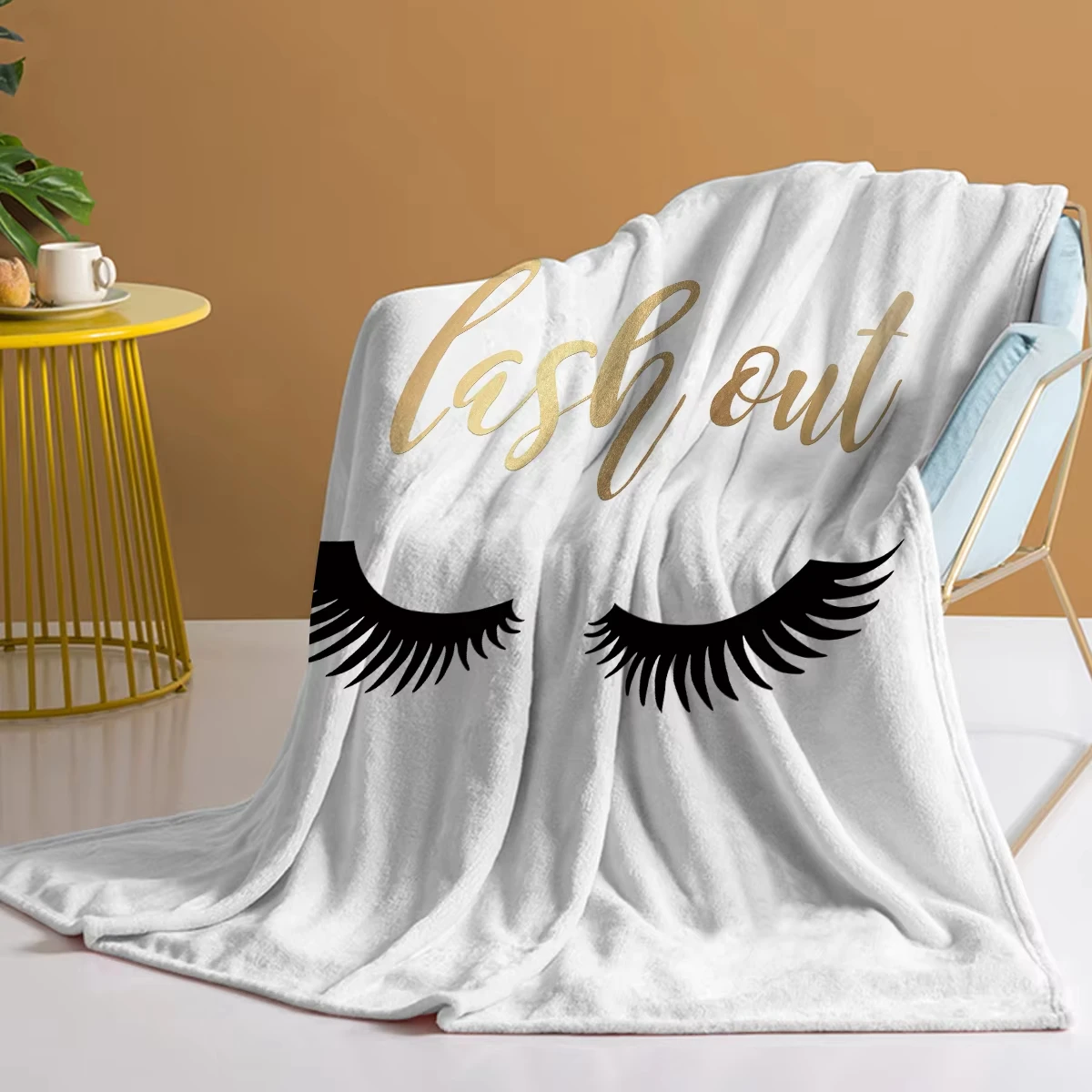 Long Eyelashes Printed Throw Blanket Plush Fluffy Flannel Fleece Ultra Soft for Sofa Couch Bed Home Decor