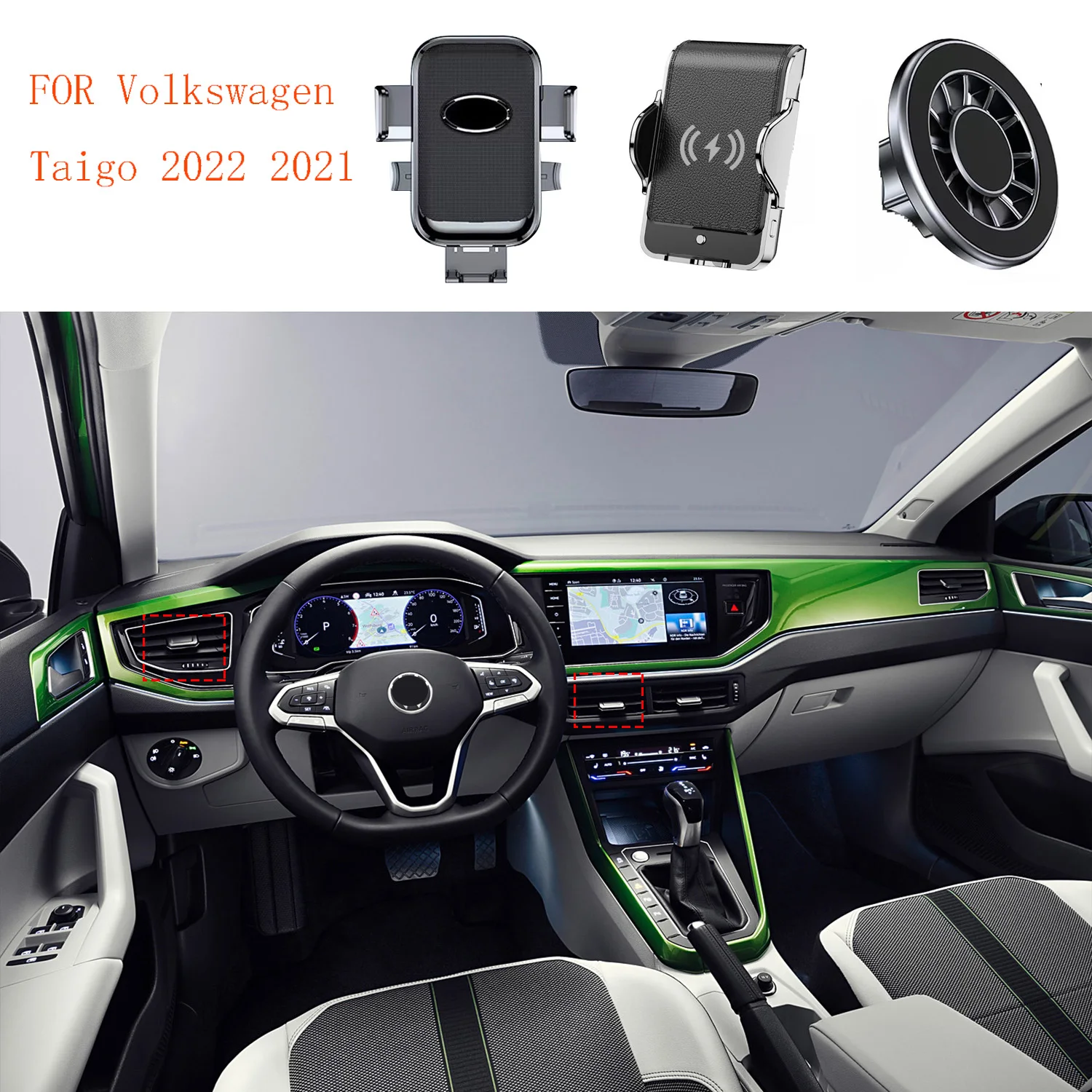 For Volkswagen Taigo 2022 2021 Magnetic Car Phone Holder gps Screen Fixed Fast Wireless Charging Mobile Phone Moun Accessories