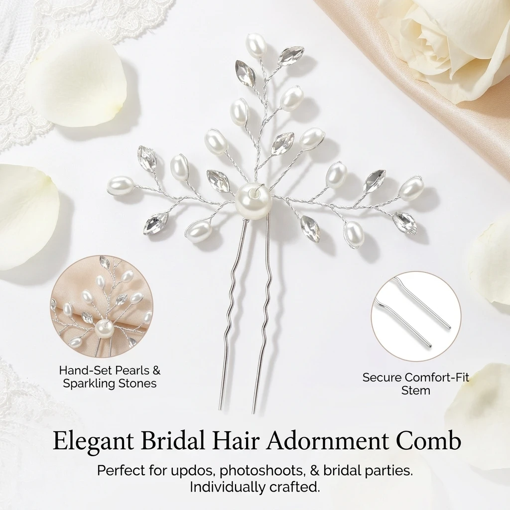 Fashion Hairpin Crystal Pearl  - Women Fashion Hair Style review and price