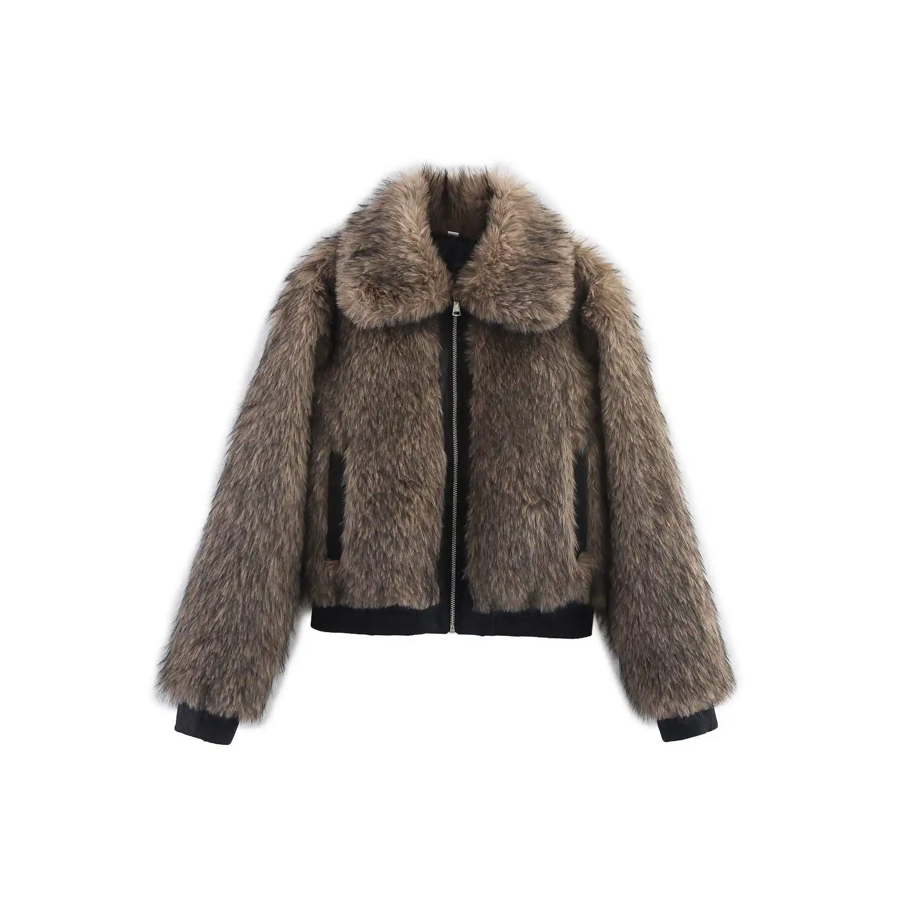 冬用ジャケット コート トップ ターンダウンカラー 長袖 ジッパー フェイクレザー レディース 高級 グラス パッチワーク