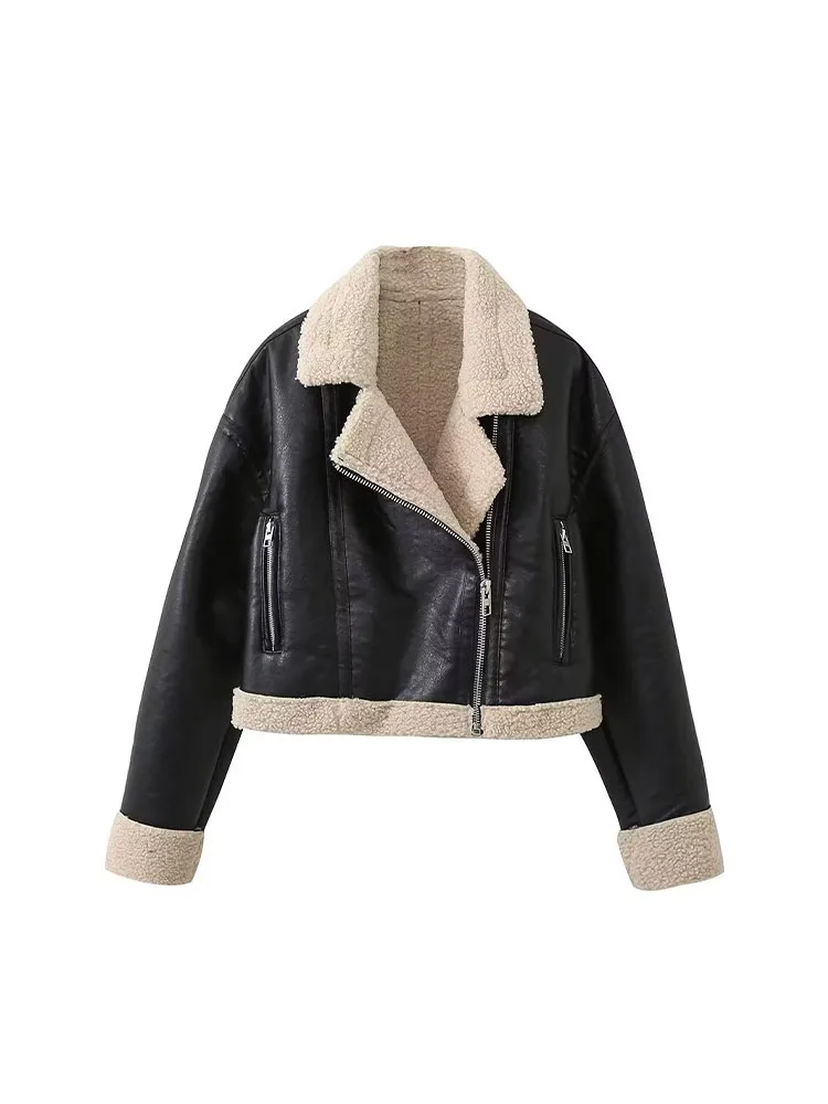 2024 autumn and winter new women\'s European and American style fur all-in-one reversible jacket leather coat jacket