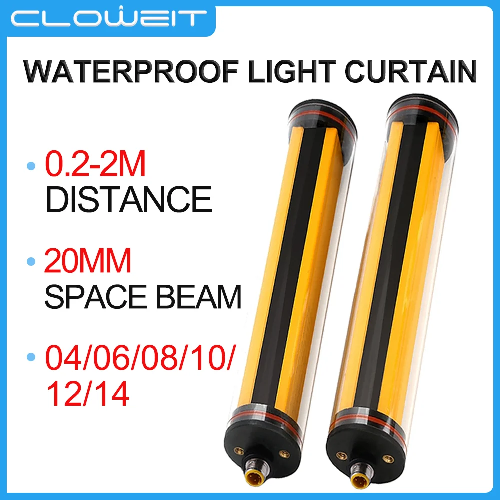 

Cloweit Водонепроницаемая решетка безопасности Световая завеса IP68 RDA04-1420 0,2-2 м Расстояние обнаружения Инфракрасное устройство защиты от излучения