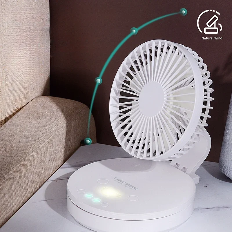 

New USB Charging Desktop 6-inch Shake Head Fan with High Appearance Value Mini Automatic Home Office Night Light Dormitory Fan