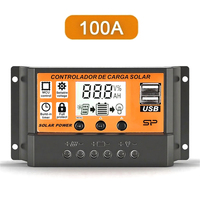 PWM Solar Charge Controller 30A 50A 100A with LCD Display Dual USB 5V Auto Identify Battery Type for Solar Panel RV Home