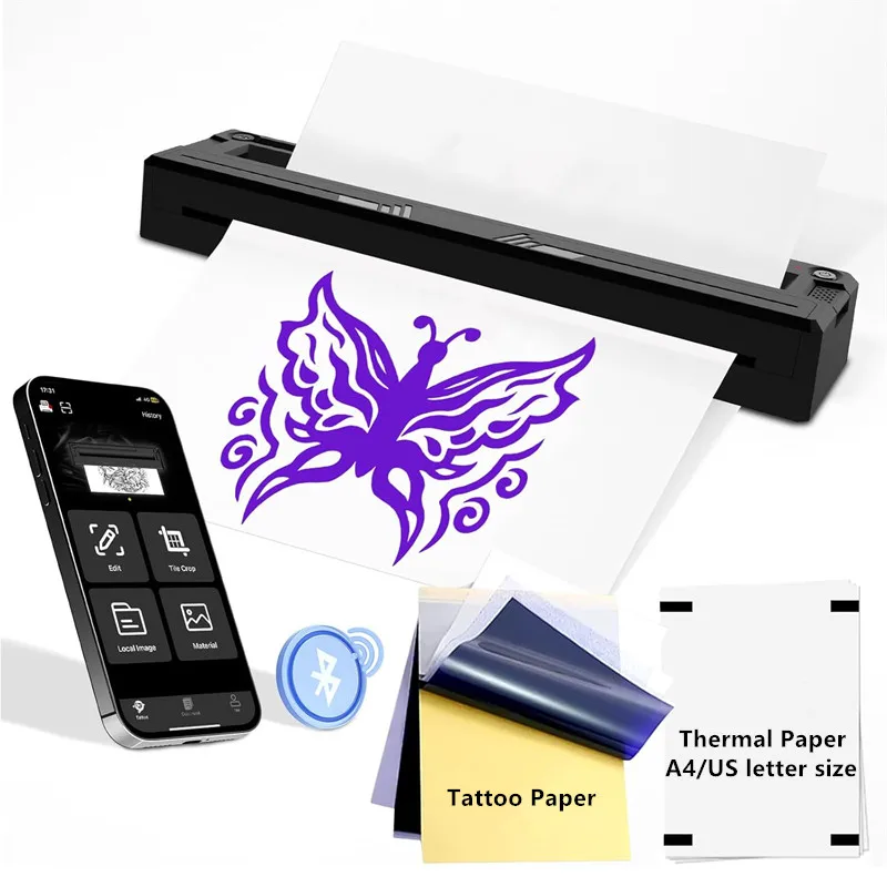 

Mini Bluetooth Tattoo Printer Beginners&Artists Tattoo Stencil Printer Machine Portable Thermal Printer Compatible with Phone/PC