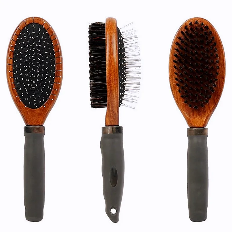 Dog Comb Double-sided Dogs Hair Comb Wooden Brush for Pet Hair Remover Dog Grooming Brush Massage Cat Combs Brushes Pet Supplies view 2