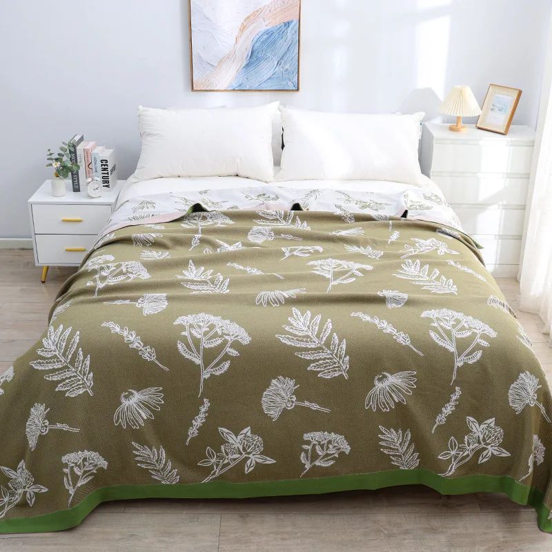 

Leaf Summer Blanket Bedspread on the Sofa Beds Cotton Gauze 230*250 High Quality