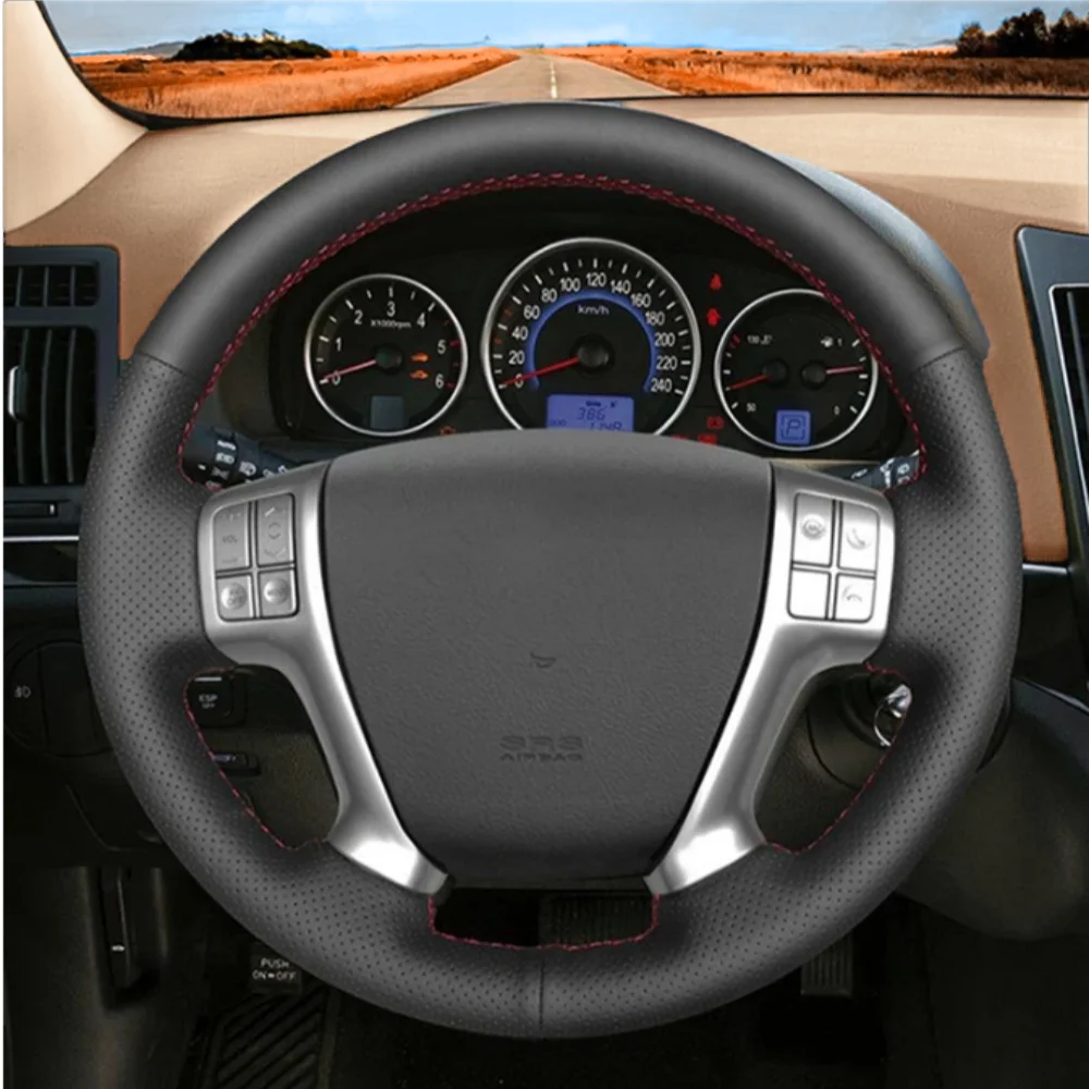 

Black Car Steering Wheel Cover DIY Microfiber Leather Breathable For Hyundai Veracruz IX55 2007-2012 Vera Cruz Auto Accessories