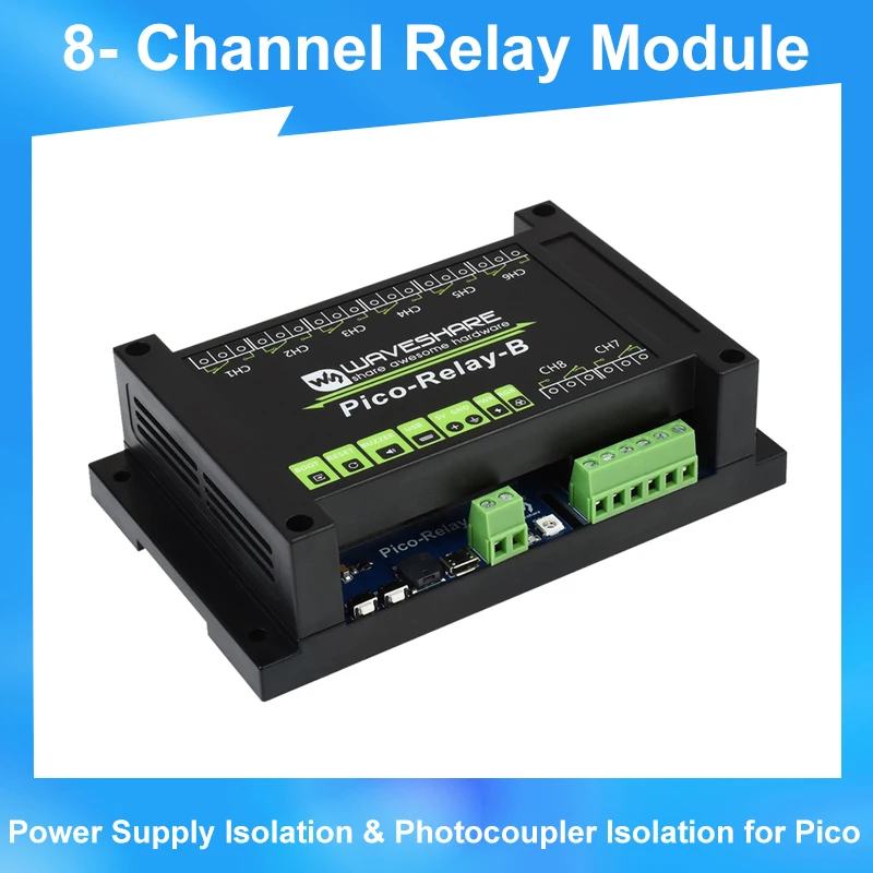 

Raspberry Pi Pico Industrial 8-Channel Relay Module Power Supply Isolation Photocoupler Isolation for Raspberry Pi Pico