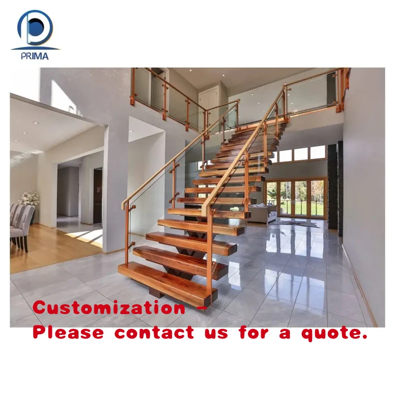 custom.Prima Modern Indoor Wooden Straight Floating Stairs Customized Metal Staircase