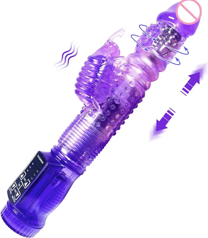 

Steel Ball 360° Rotation Rabbit Vibrator,Butterfly Clitoral Stimulator, Realistic Dildo Telescopic Excite G spot,