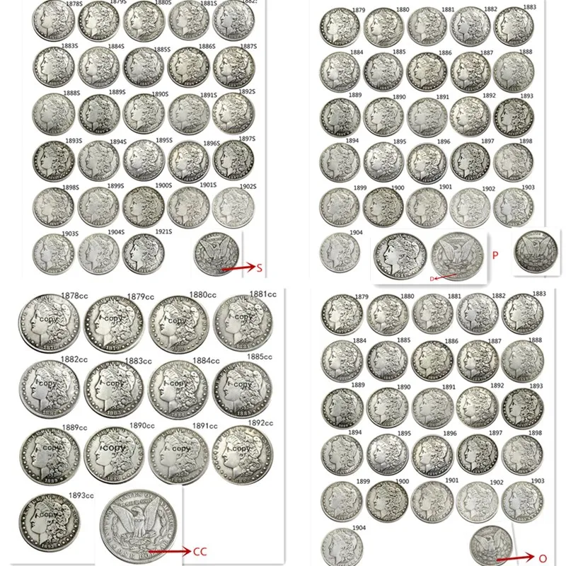 US Coins A Set Of(1878-1921) P-D-S-CC 96pcs  Morgan Dollar Copy Coins