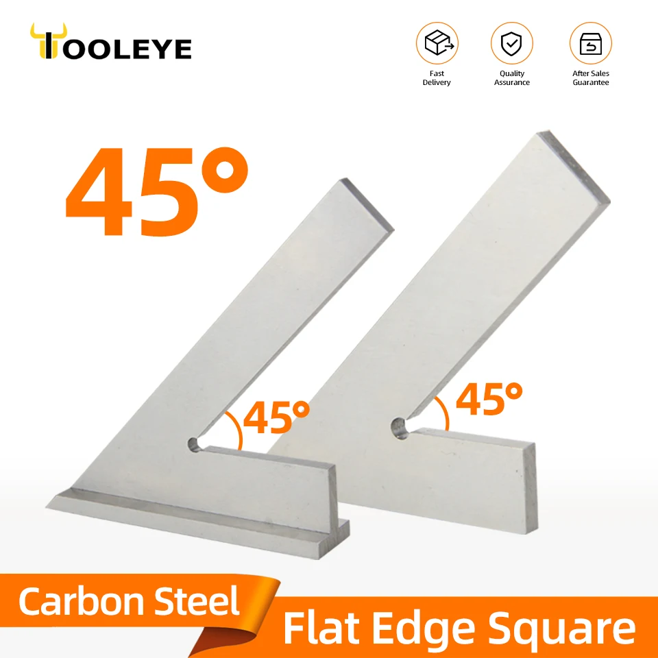 Règle carrée à bord plat à 45 degrés pour la mesure de menuiserie, essayez des outils de charpentier carrés, travail du bois, ensemble de règles d'angle en métal