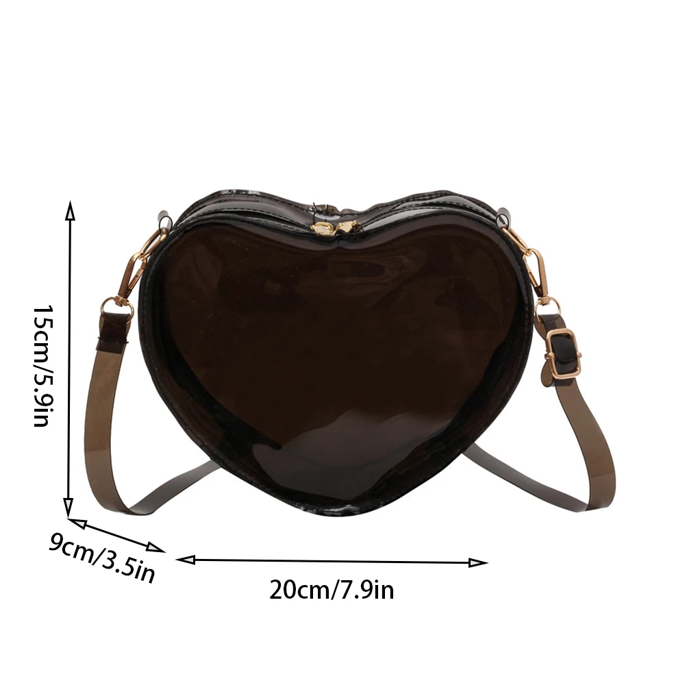 Clear Heart Shape Crossbody Bag For Women Transparent PVC Strap Fashion Shoulder Bag Large Capacity Pouch