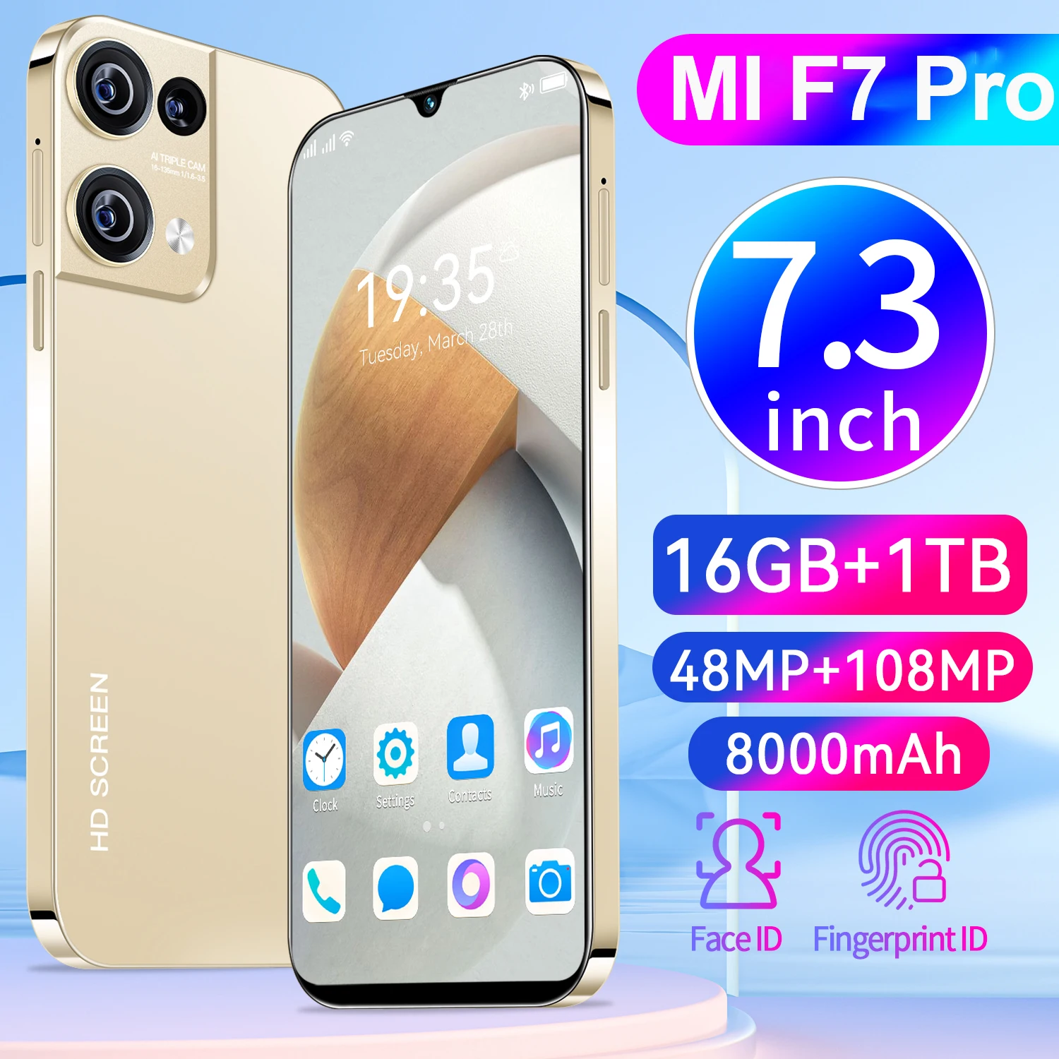 

MI F7 Pro 2025 New 7.3HD Global Edition Original Smart Dual Card 7800mAh Battery Facial Recognition Function
