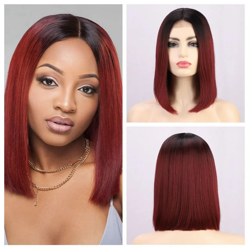 Women's short bob , lace front synthetic fiber wig